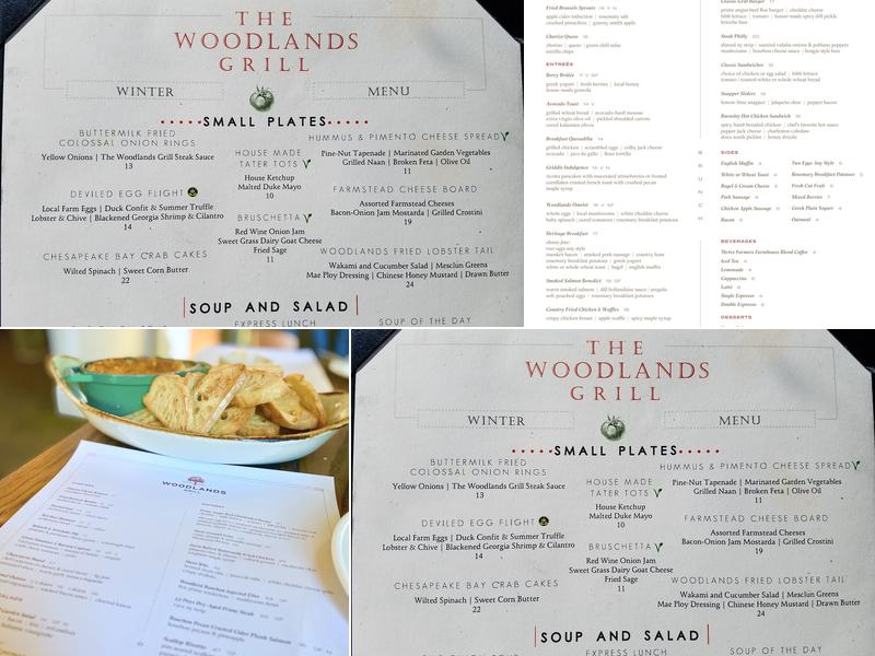 Woodlands Grill at Barnsley Resort Menu