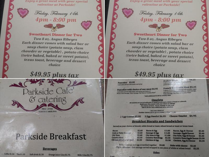 Parkside Cafe Menu