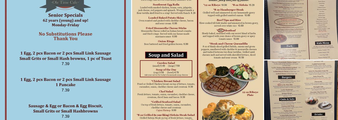 McLean's Ole Time Cafe Menu