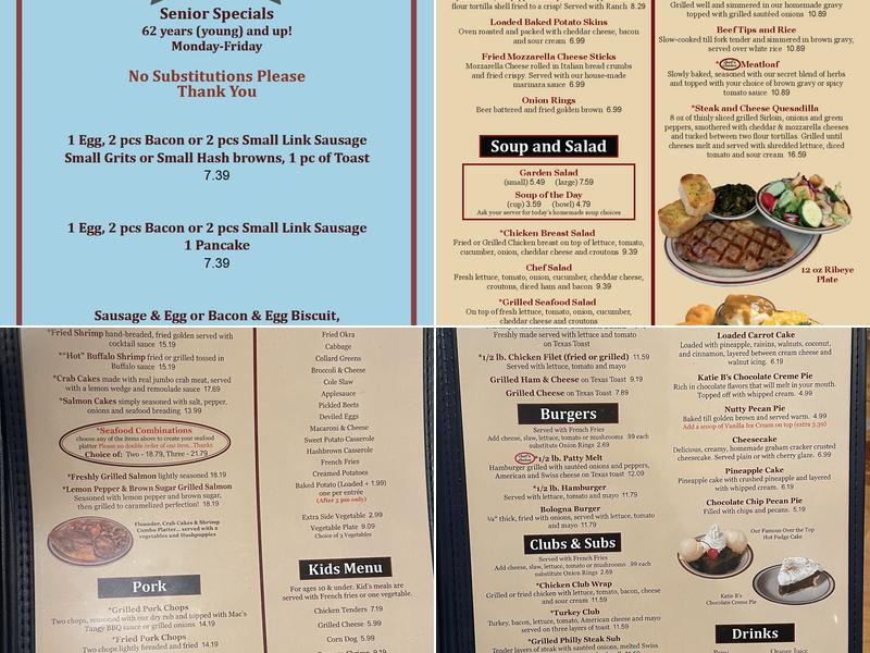 McLean's Ole Time Cafe Menu