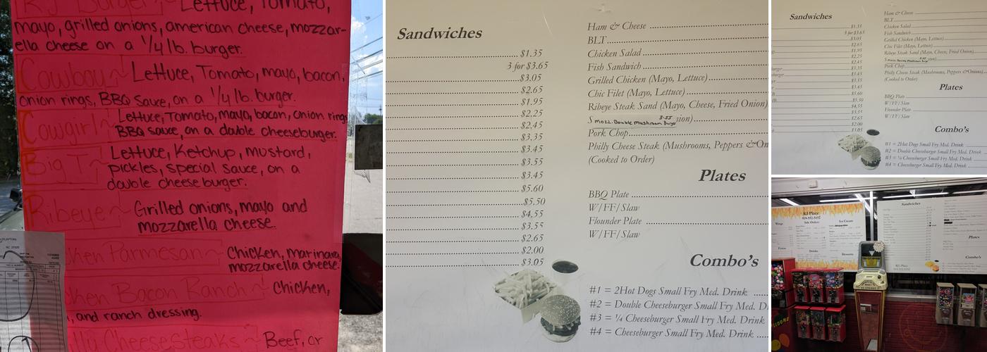 R J's Place Fast Food Menu