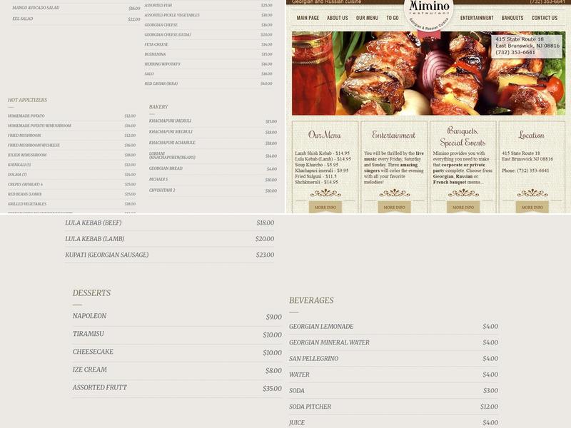 Mimino Restaurant Menu