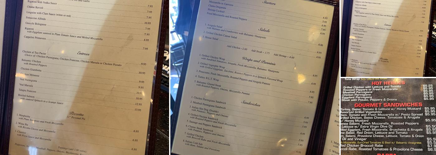 Casa Turano Parkside Pizza Menu