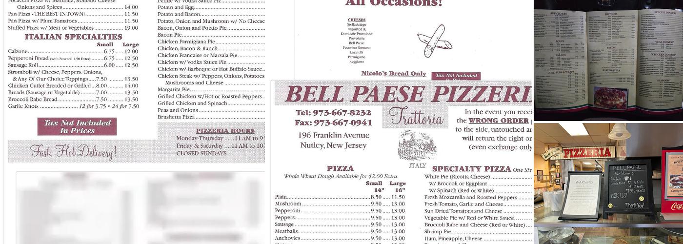 Bell Paese Deli Pizzeria and Trattoria Menu