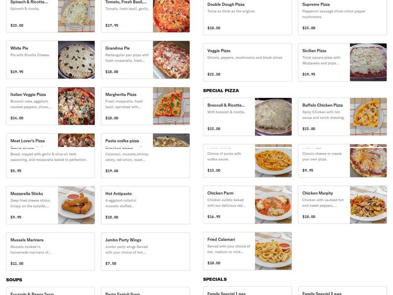 Algieri's Pizza Menu
