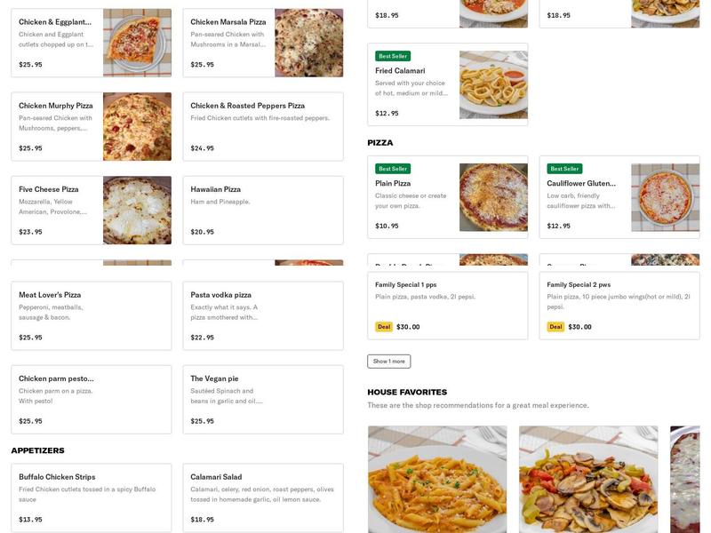 Algieri's Pizza Menu