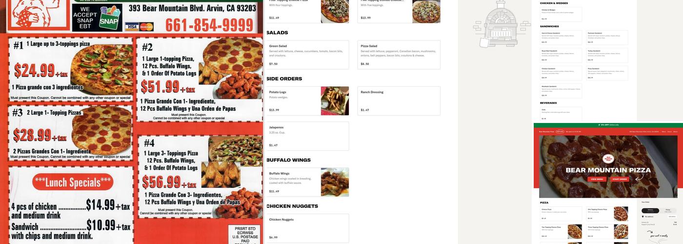 Bear Mountain Pizza Menu