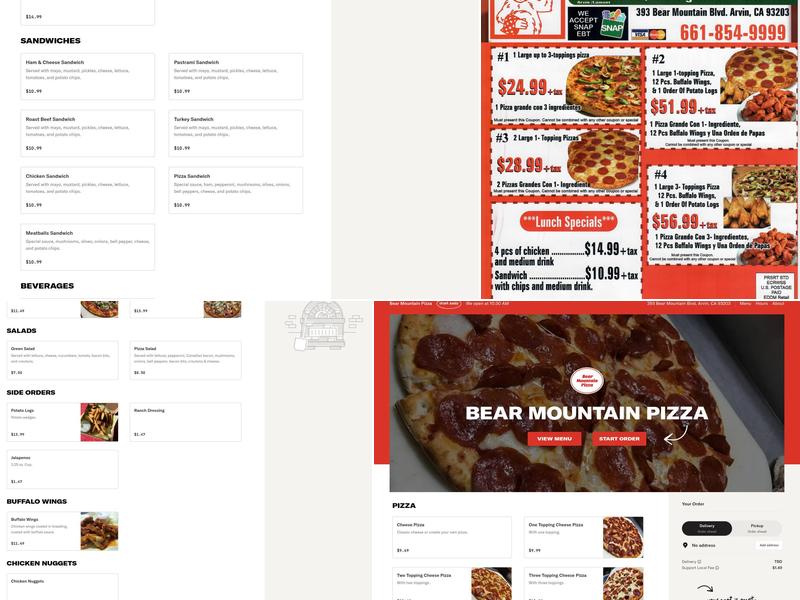 Bear Mountain Pizza Menu