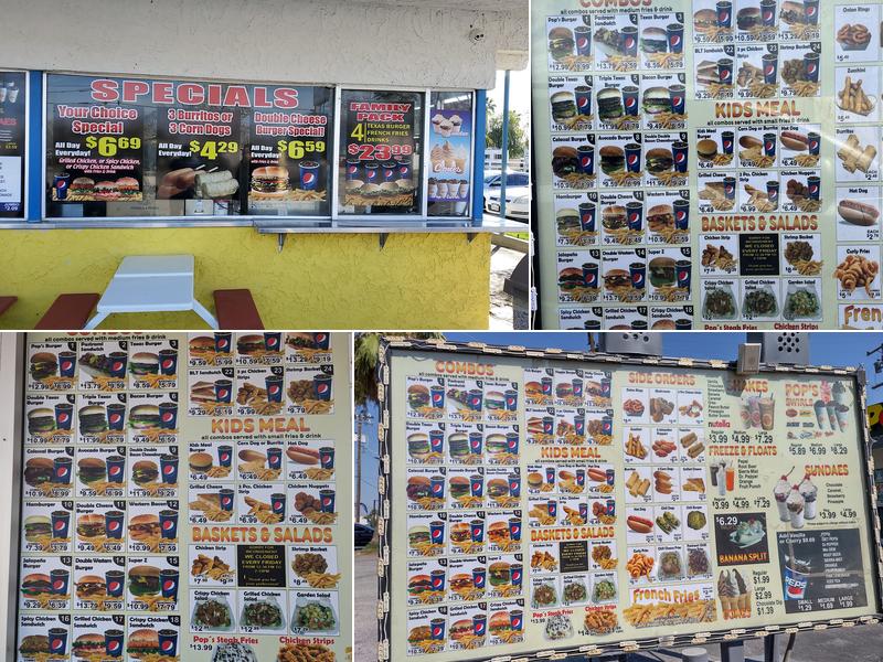 Pop's Burger's Menu