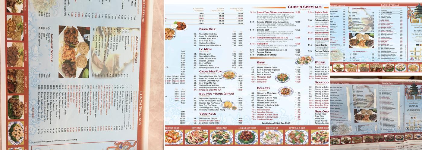 Chinatown Restaurant Menu