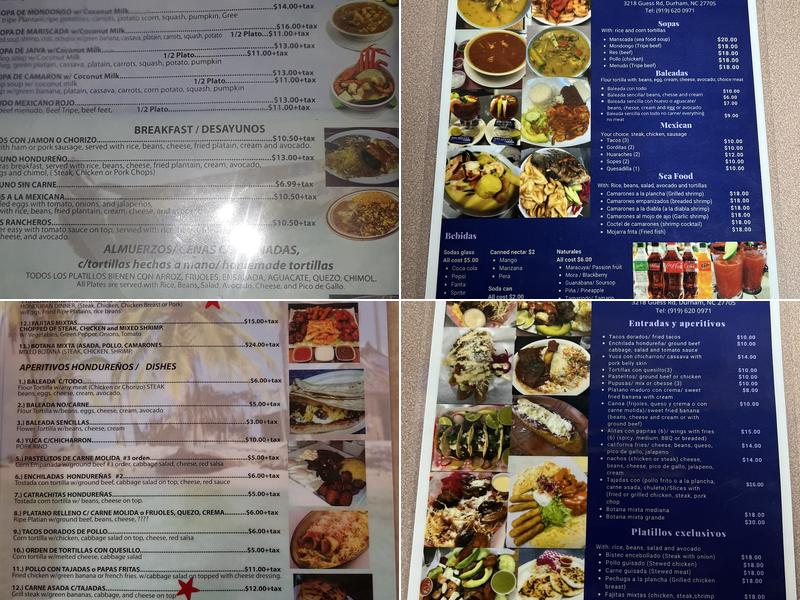 Costa Azul Restaurant Menu