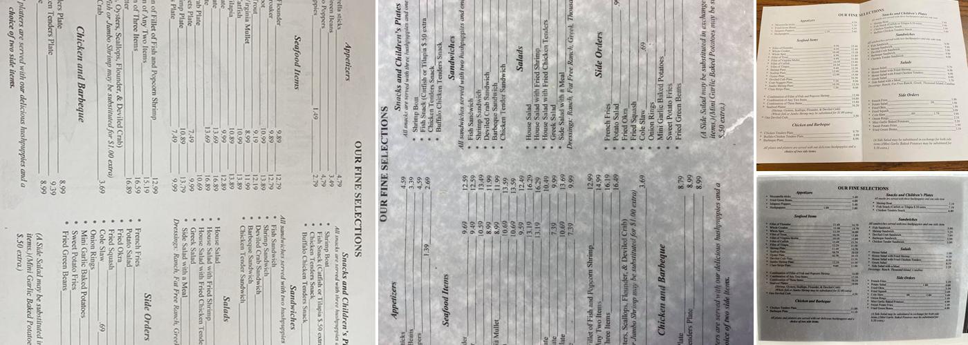 Fish Fry Menu