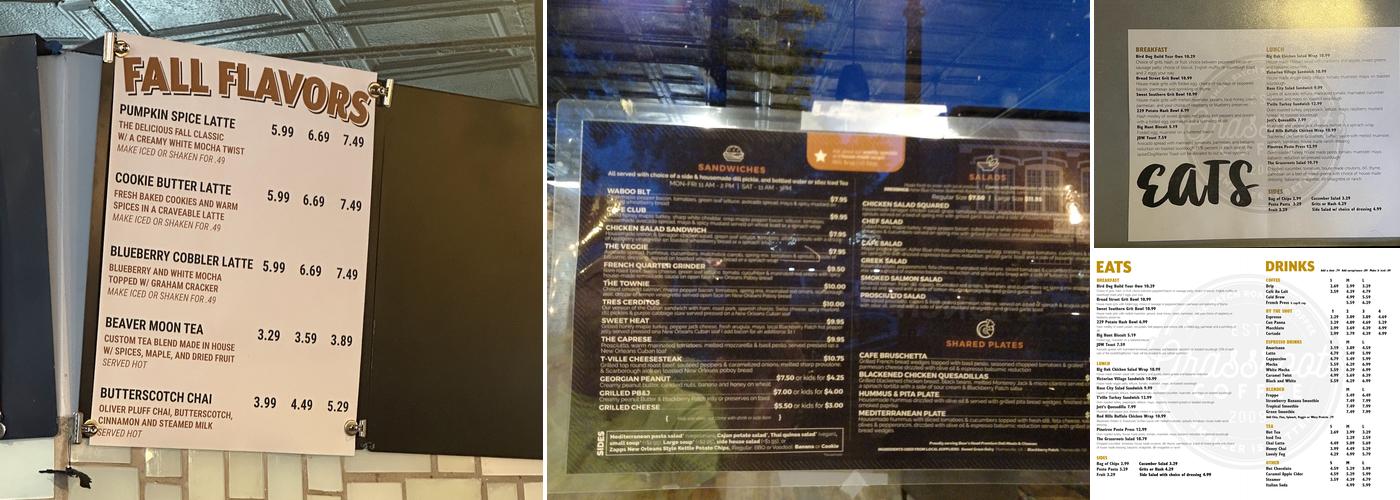 Grassroots Coffee Menu