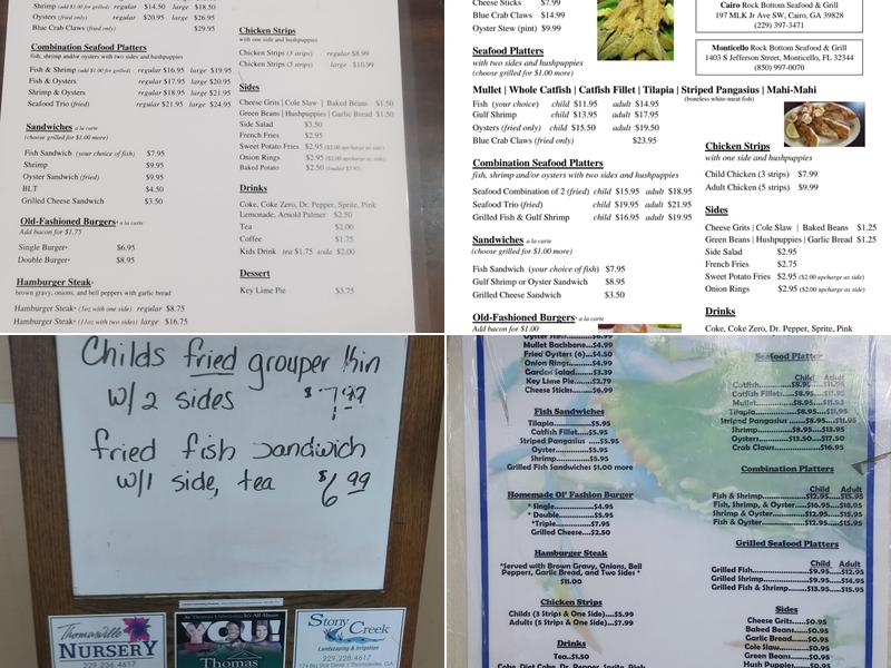 Rock Bottom Seafood & Grill Menu