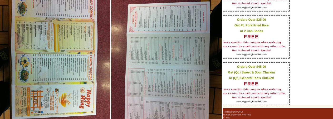 Happy Ming Menu