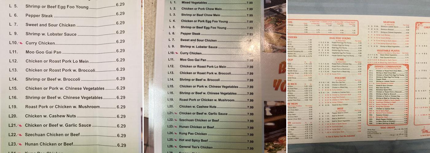 Hong Yip Restaurant Menu