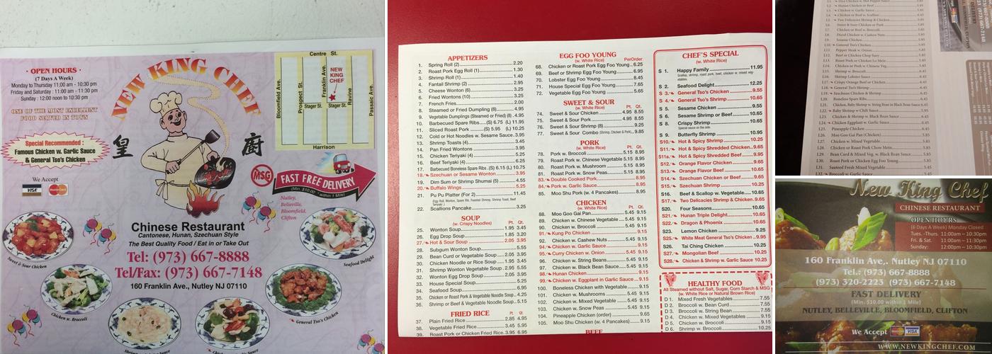 New King Chef Menu