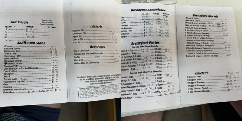 Smiths Grocery and Grill Menu