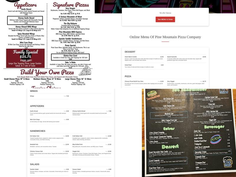 Pine Mountain Pizza Co Menu