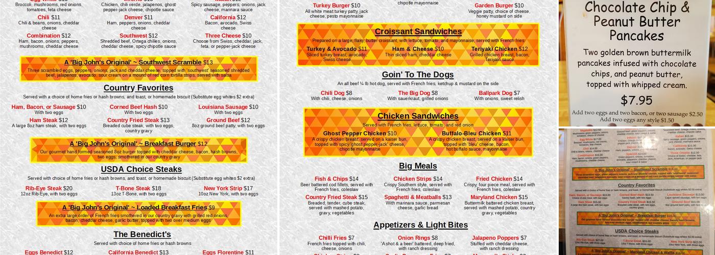Big John's Mountain Grill Menu