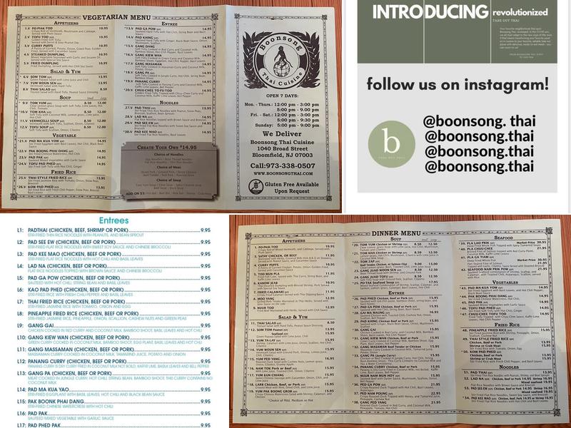 Boonsong Thai Menu