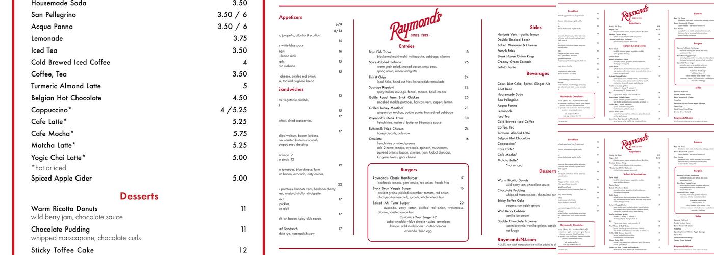 Raymond's Menu