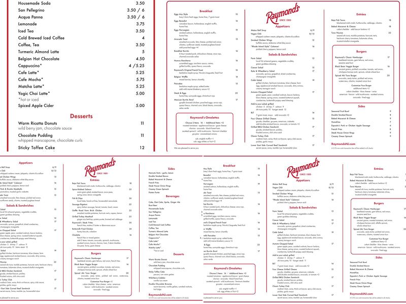 Raymond's Menu