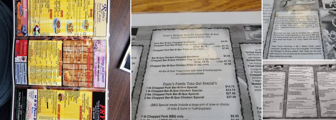 Fuzzy's BBQ Menu