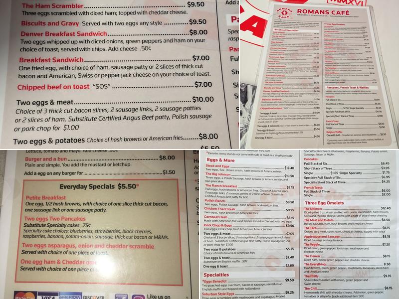 Roman's Cafe Menu