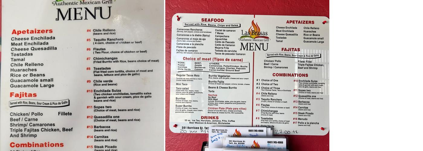 Las Brasas Mexican Grill Menu