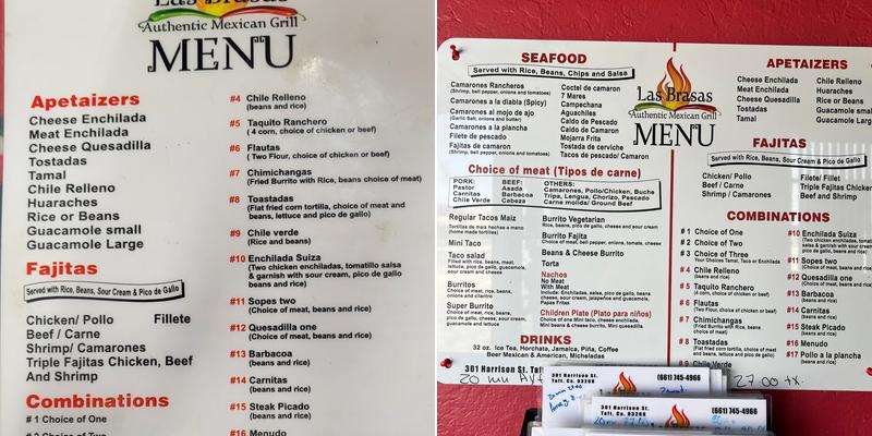 Las Brasas Mexican Grill Menu