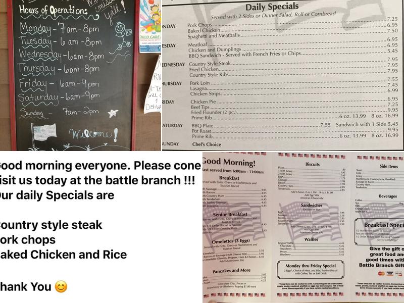 Battle Branch Cafe Menu