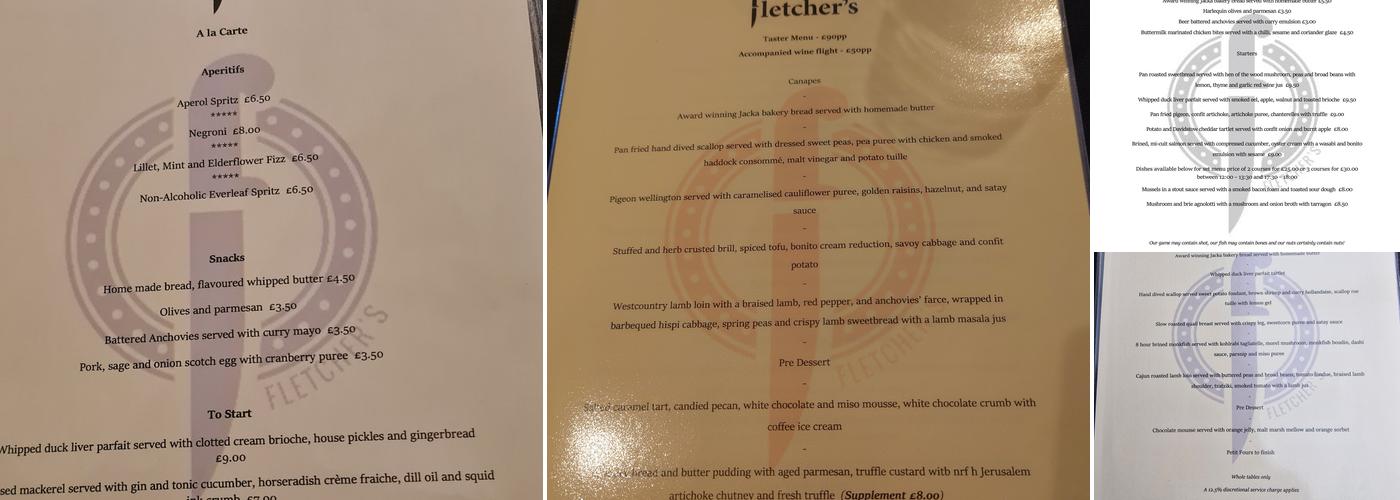 Fletcher's Restaurant Menu