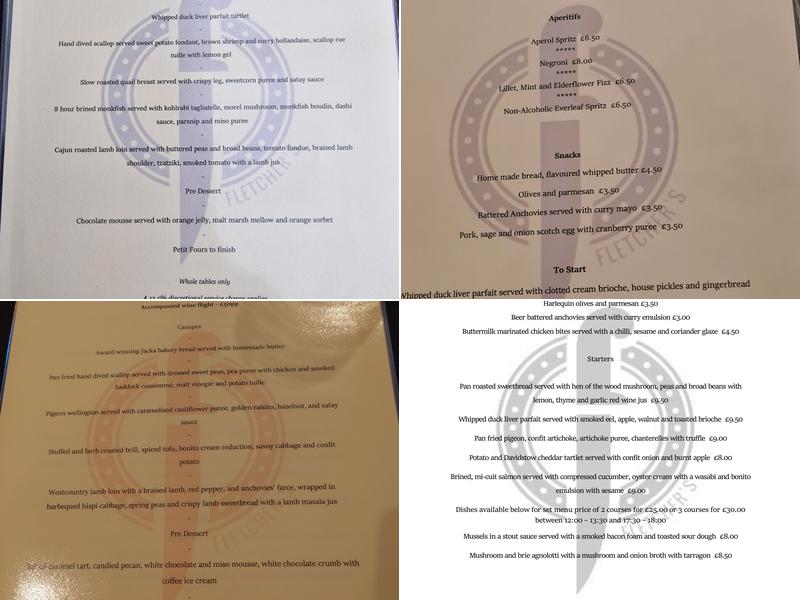 Fletcher's Restaurant Menu