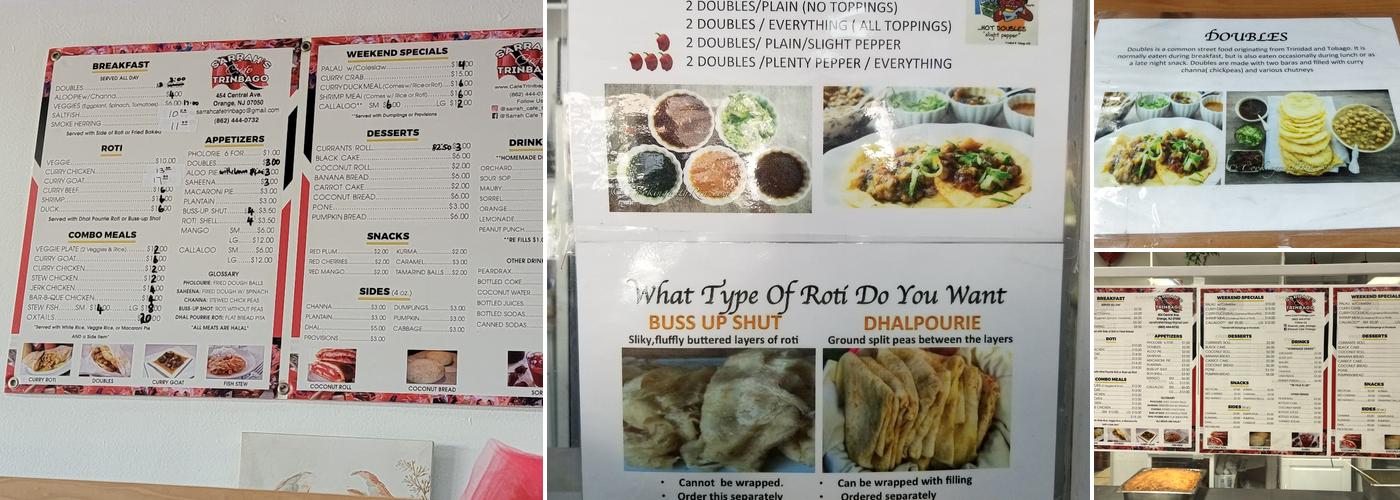Sarrah Cafe Trinbago Menu
