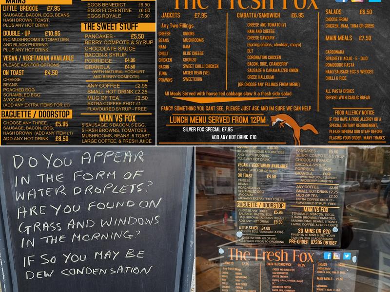 The Fresh Fox Menu