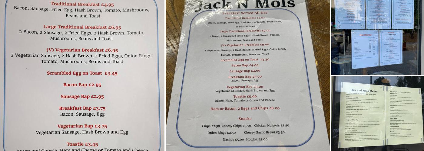 Jack n Mols Menu