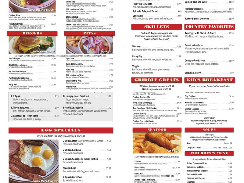 Sam's place Menu