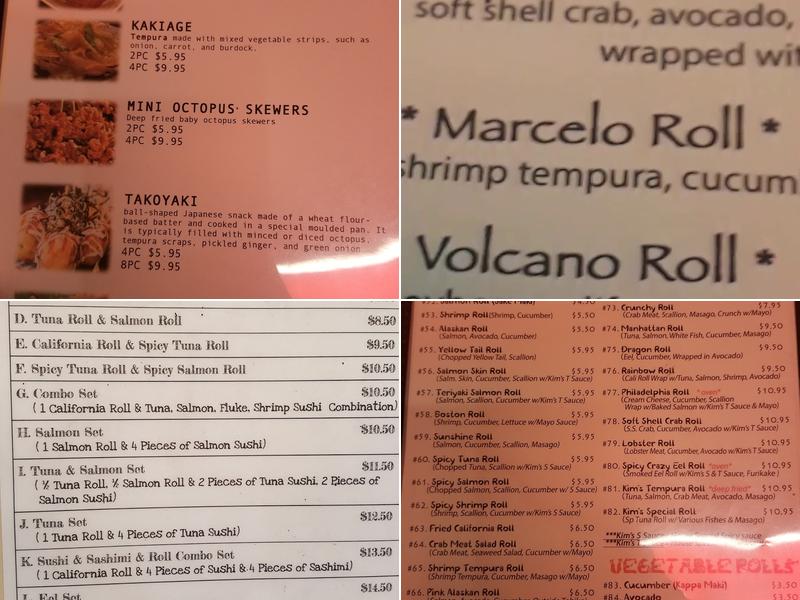 Kim's Sushi Menu