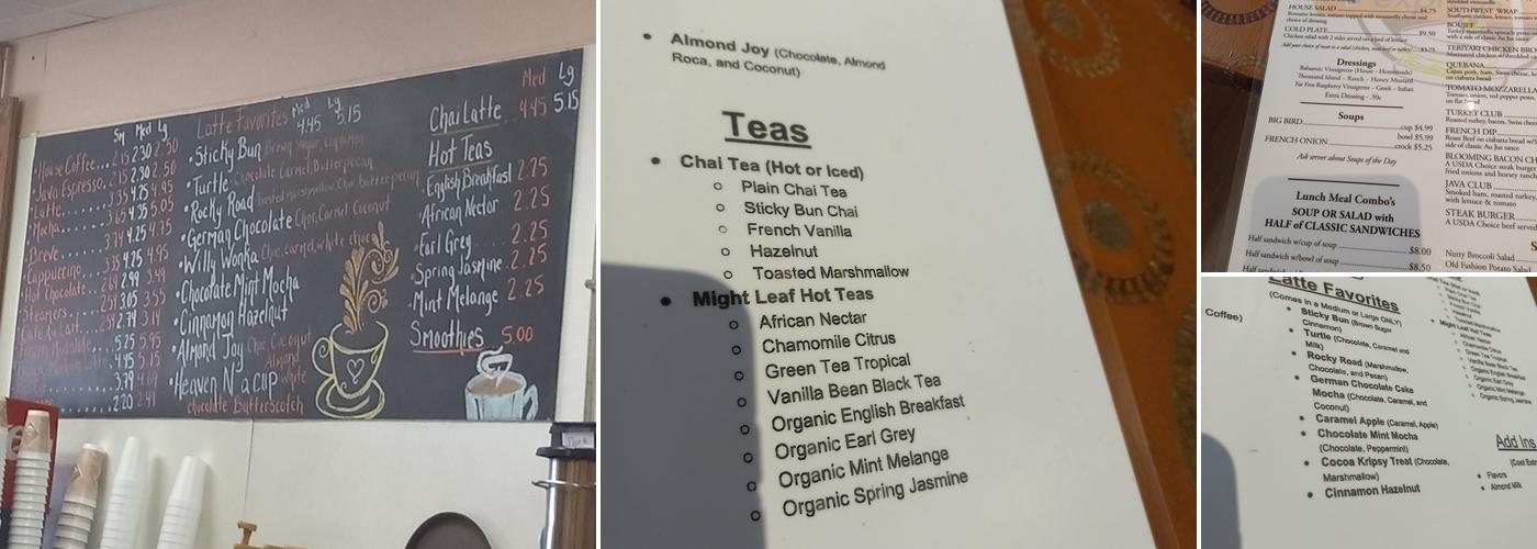 Kathy's Java Express Menu