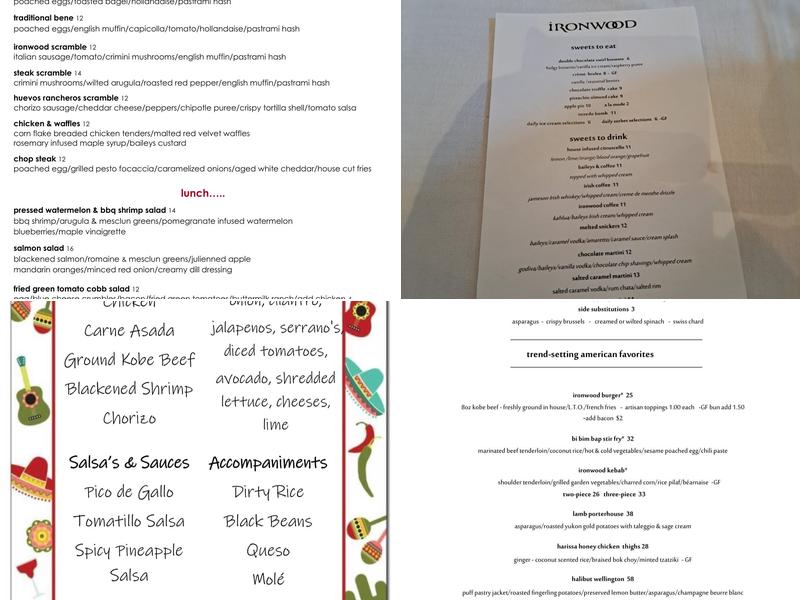Ironwood Cafe Menu