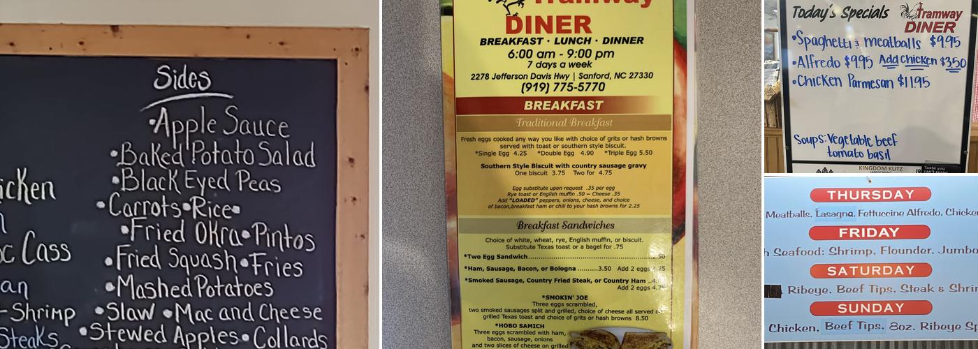 Tramway Diner Menu