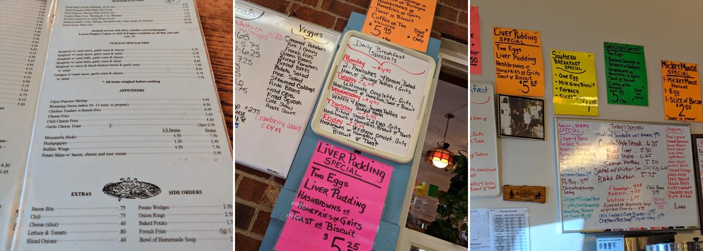 Jims Restaurant Menu