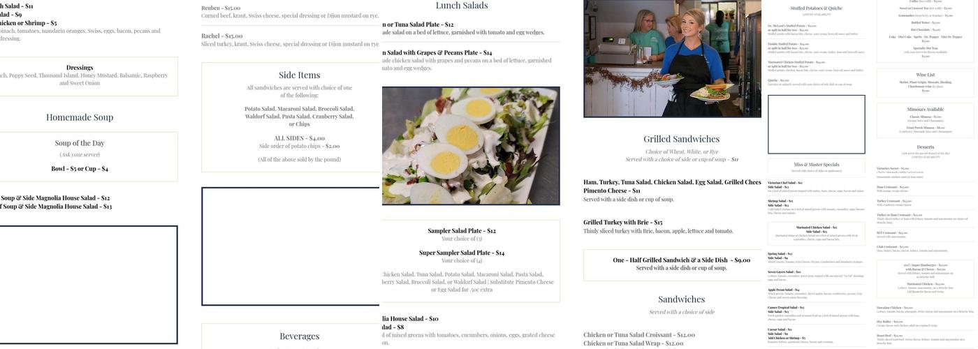 Mrs Lacy's Magnolia House Menu