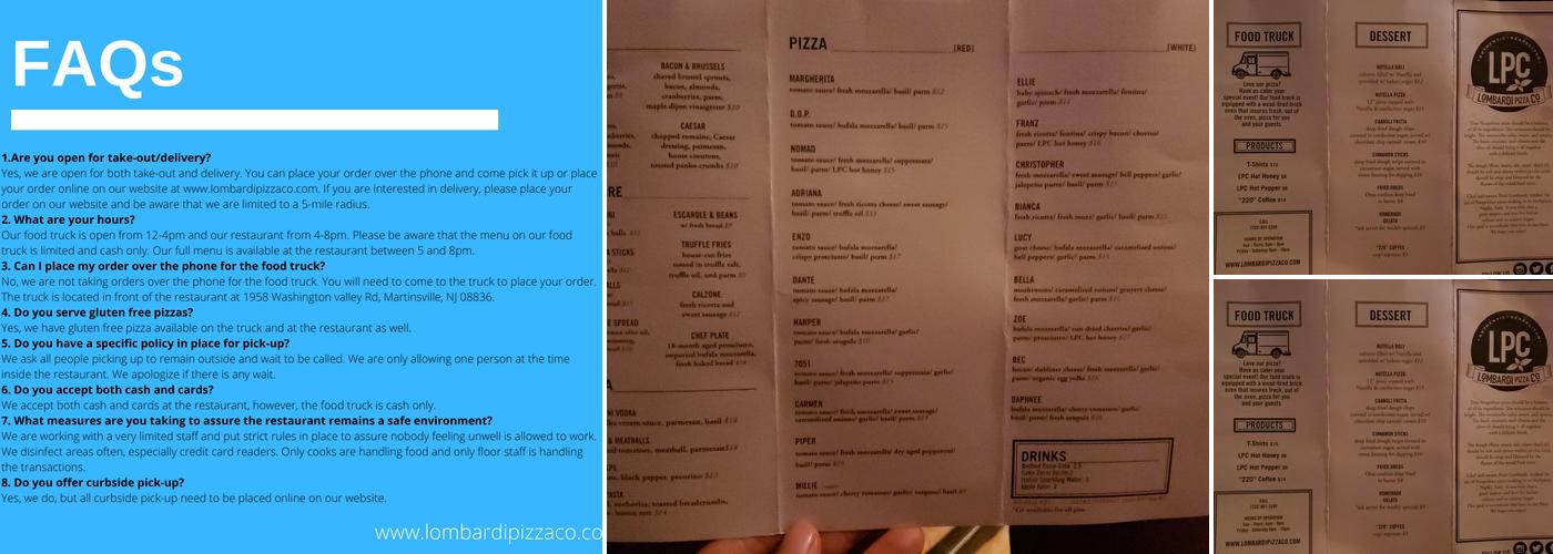 Lombardi Pizza Co. Menu