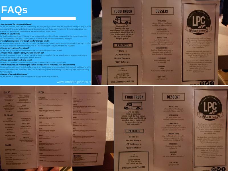Lombardi Pizza Co. Menu