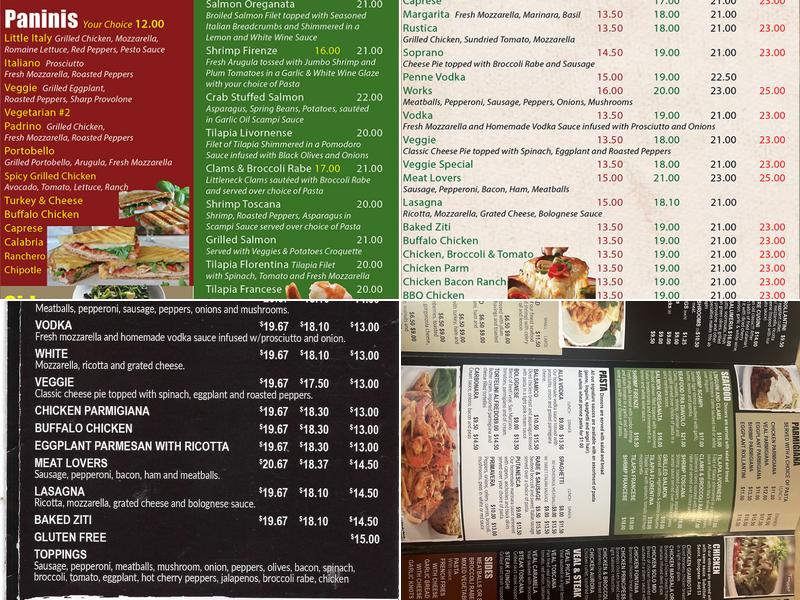 Toscanas Pizzeria & Restaurant Menu
