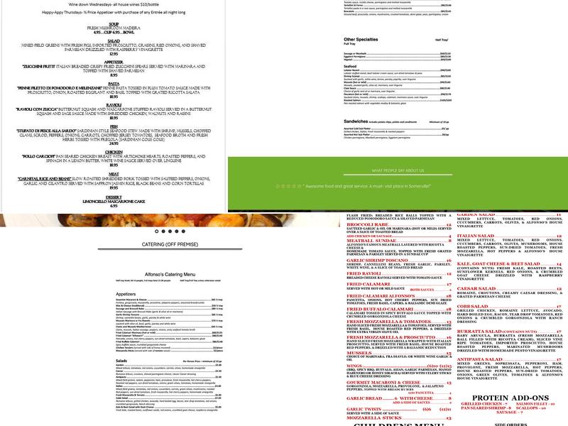 Alfonso's Trattoria Menu