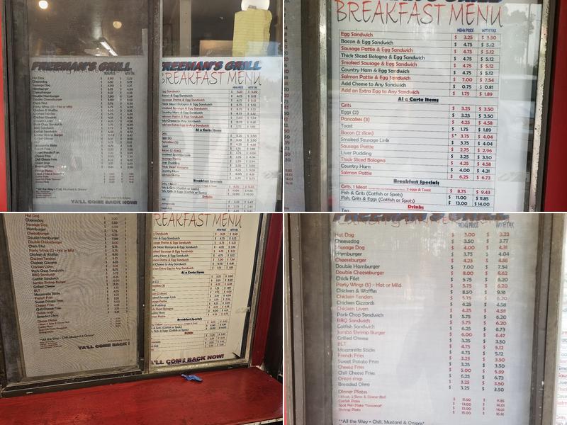 Freeman's Grill Menu