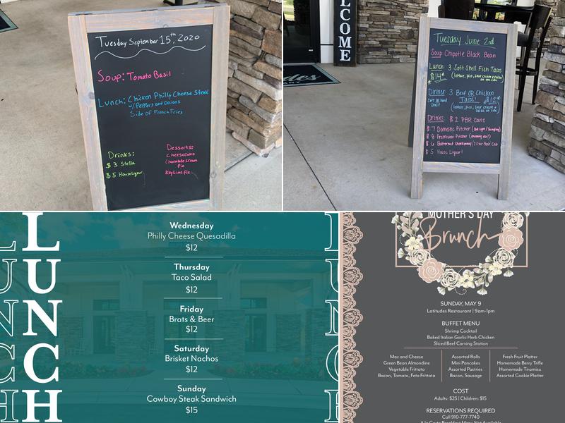 Latitudes Restaurant Menu